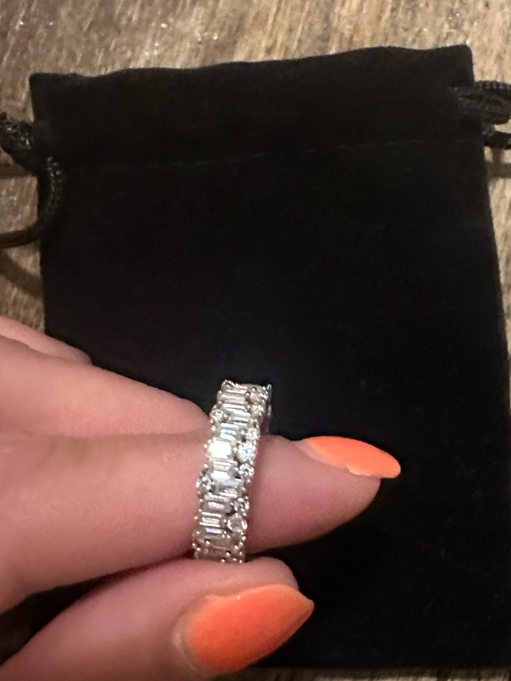 Silver moissanite Baguette Eternity Band - Women's Jewelry
